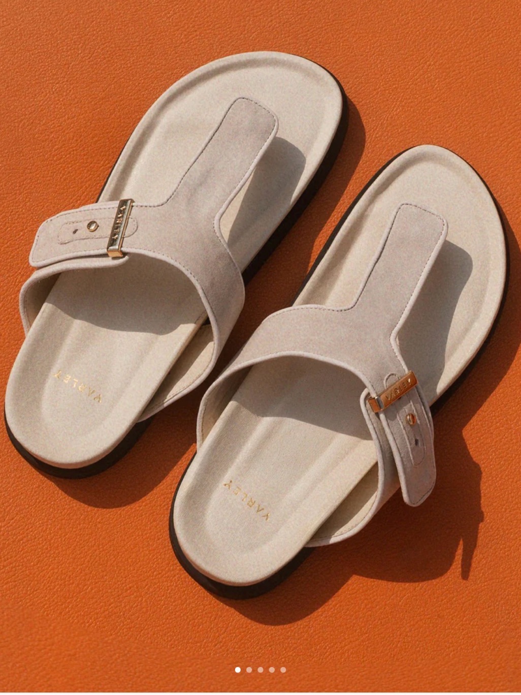 Varley Aisne Suede Toe Post Sandals In Birch | Size 7 | New In Box